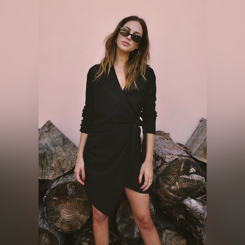 Le’ Rumi Jada shirt dress wrap black dress NWT size xsmall